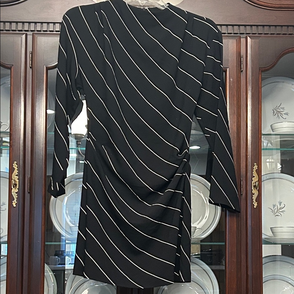 NWT H&M Elegant Black and White Striped Dress Sz S